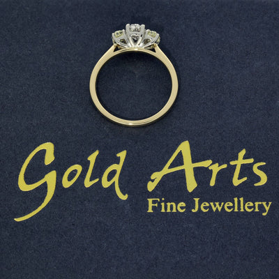 18ct Yellow Gold Natural Oval Yellow & White Diamond Trilogy Ring