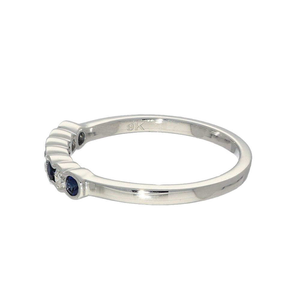 9ct White Gold Sapphire & Diamond 7 Stone Ring