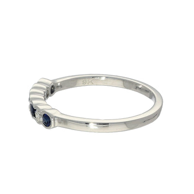 9ct White Gold Sapphire & Diamond 7 Stone Ring