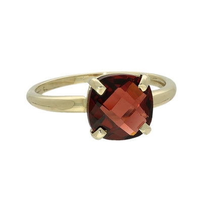 9ct Yellow Gold Garnet Single Stone Ring