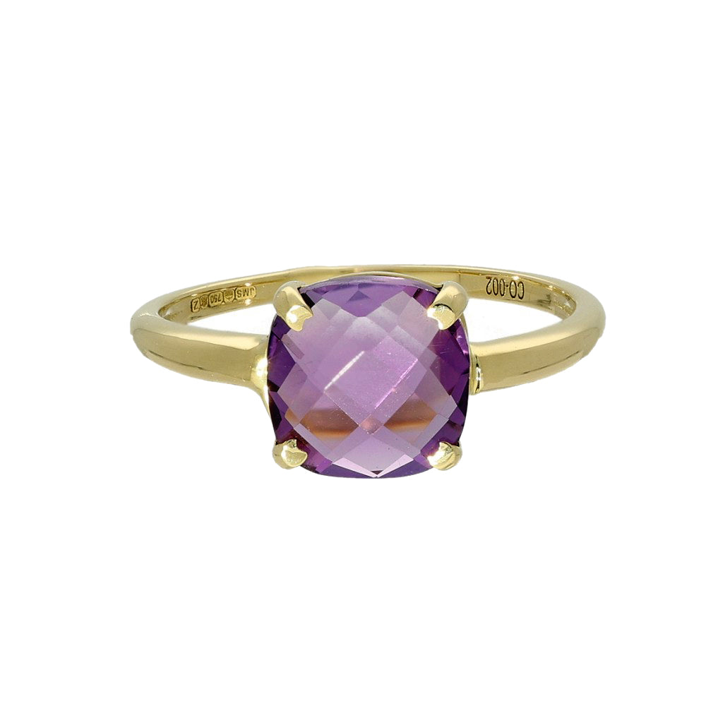 18ct Yellow Gold Amethyst Single Stone Ring