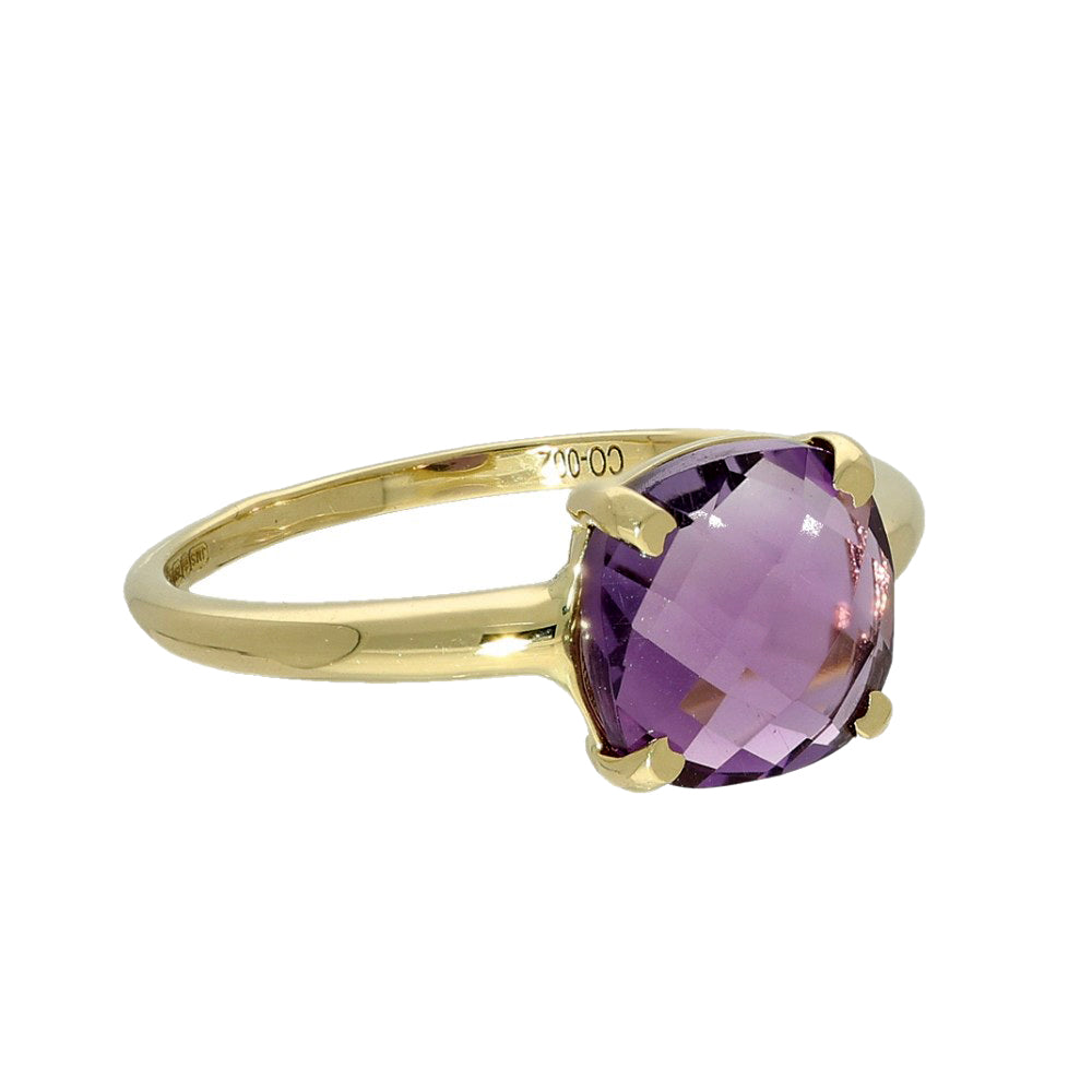 18ct Yellow Gold Amethyst Single Stone Ring