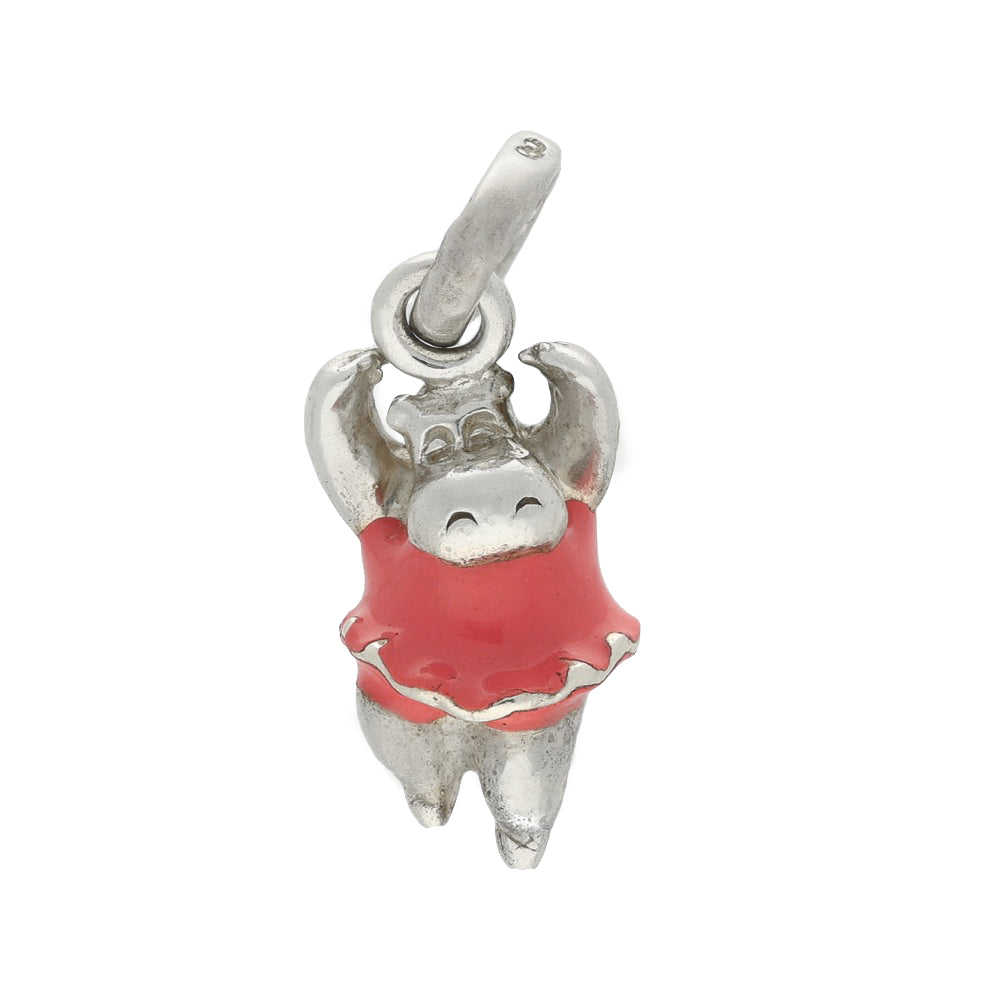 Pre-loved Links of London Silver & Pink Enamel Ballet Dancing Hippo Charm