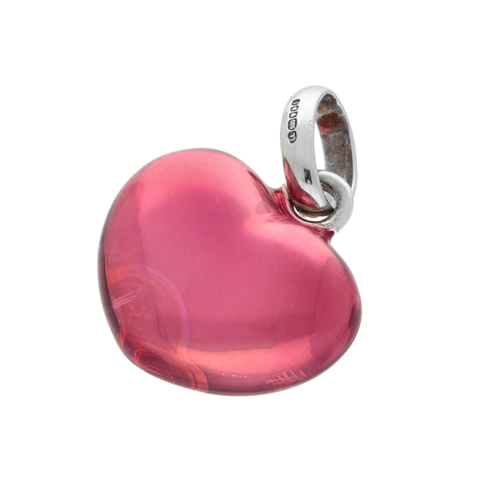 Pre-loved Links of London Silver Pink Metallic Heart Charm