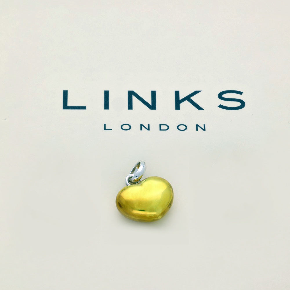 Pre-loved Links of London Silver Yellow Metallic Heart Charm