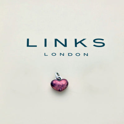 Pre-loved Links of London Silver Pink Metallic Mini Heart Charm