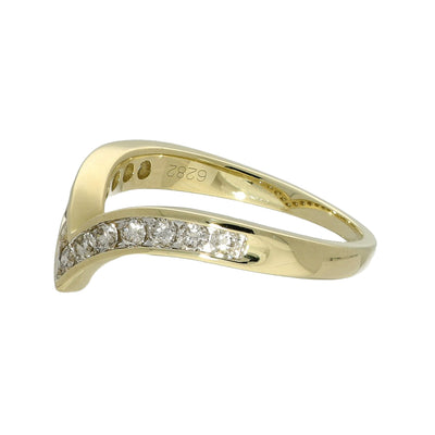 9ct Yellow Gold 0.50ct Channel Set Diamond Wishbone Ring