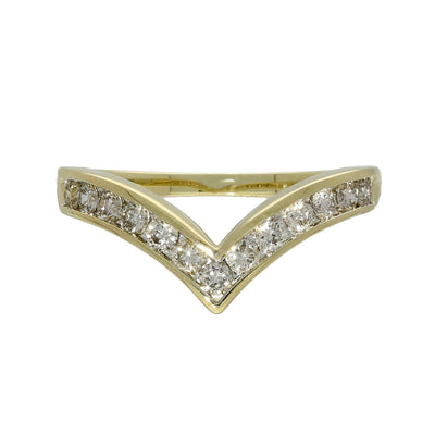 9ct Yellow Gold 0.50ct Channel Set Diamond Wishbone Ring