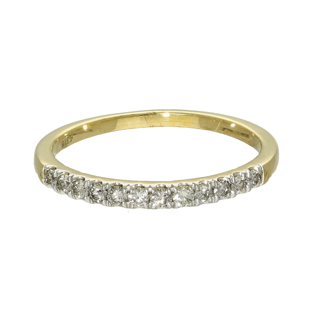 9ct Yellow Gold 0.25ct Claw Set Diamond Half Eternity Ring
