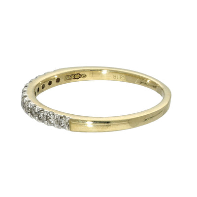 9ct Yellow Gold 0.25ct Claw Set Diamond Half Eternity Ring