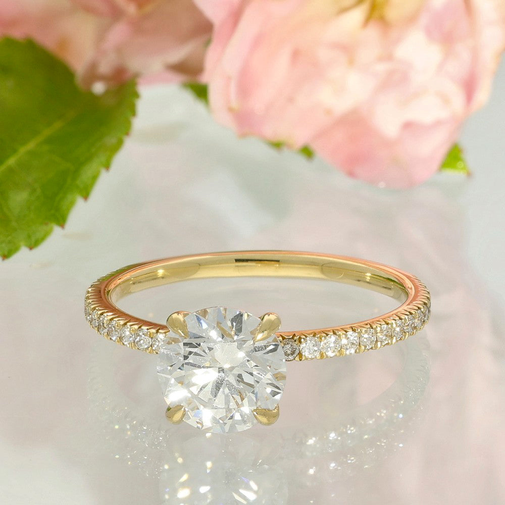 18ct Yellow Gold Laboratory-Grown 1.50ct Diamond Shoulders Solitaire Ring