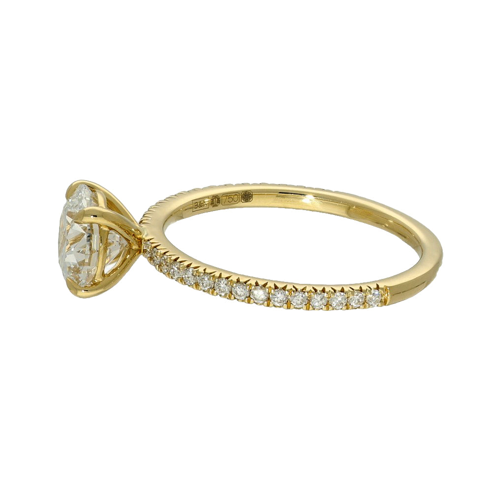18ct Yellow Gold Laboratory-Grown 1.50ct Diamond Shoulders Solitaire Ring