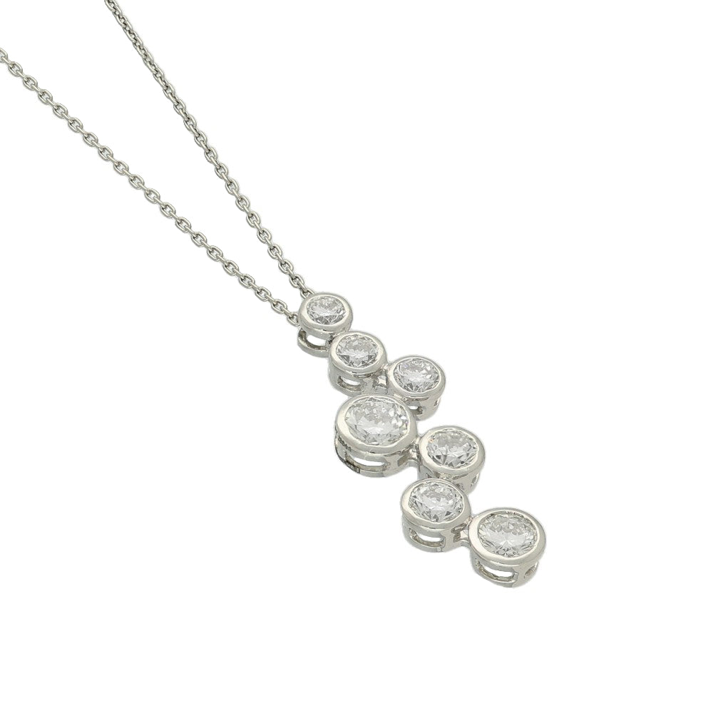 Platinum Diamond Journey Bubble Pendant Necklace 18"