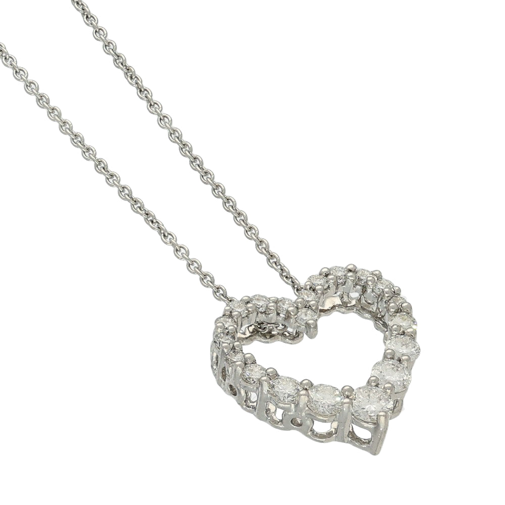 18ct White Gold Diamond Heart Pendant Necklace 16"