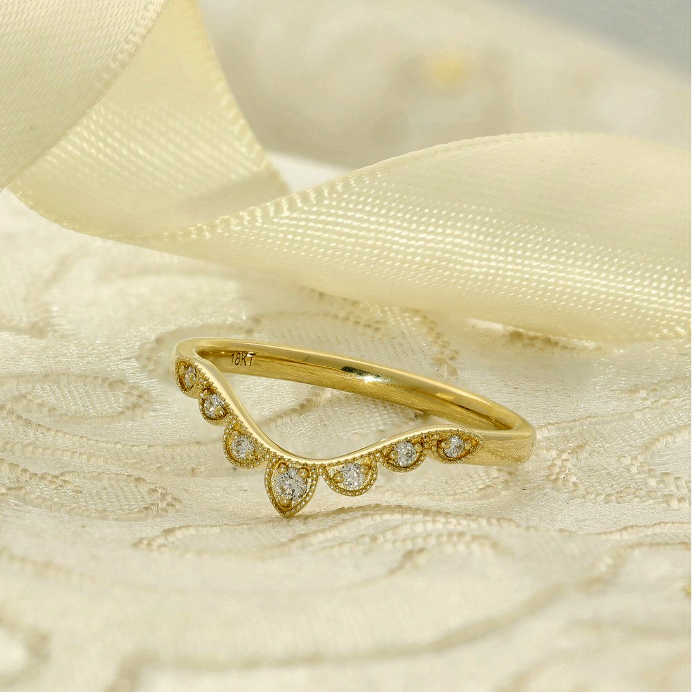 18ct Yellow Gold Diamond Wishbone Eternity Ring