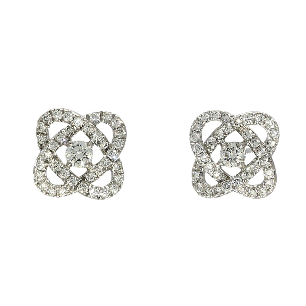 18ct White Gold 0.30ct Diamond Knot Stud Earrings