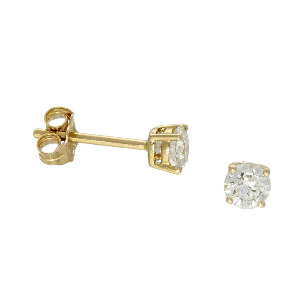 9ct Yellow Gold Claw Set Laboratory-Grown Diamond Stud Earrings - 0.50ct