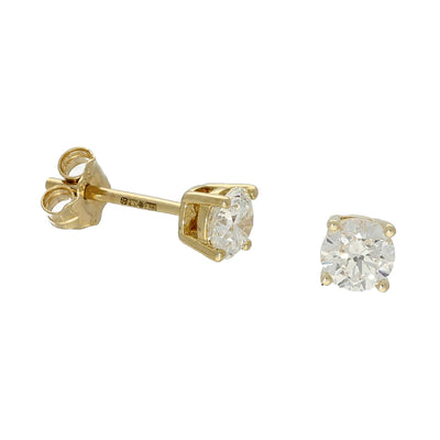 9ct Yellow Gold Claw Set Laboratory-Grown Diamond Stud Earrings - 0.75ct