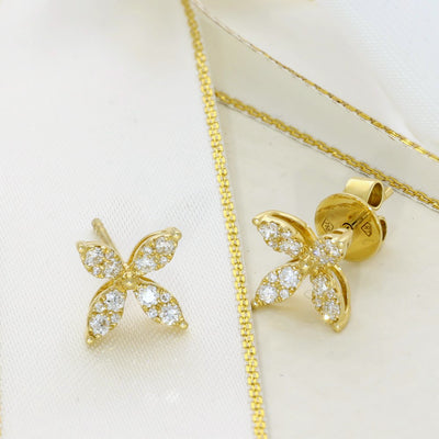 18ct Yellow Gold 0.40ct Diamond Butterfly Stud Earrings