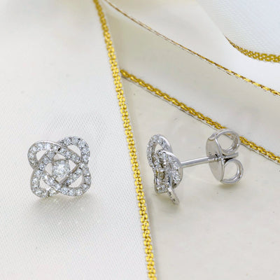 18ct White Gold 0.30ct Diamond Knot Stud Earrings