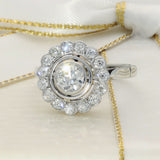 Pre-owned 18ct White Gold Old Cut Diamond 1.20ct Halo Cluster Cocktail Ring
