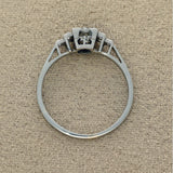 Vintage Platinum & 18ct Art Deco Tiered Old Cut Diamond Ring