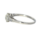Vintage Platinum 1.24ct Old Cut Diamond Solitaire With Baguette Shoulders Ring