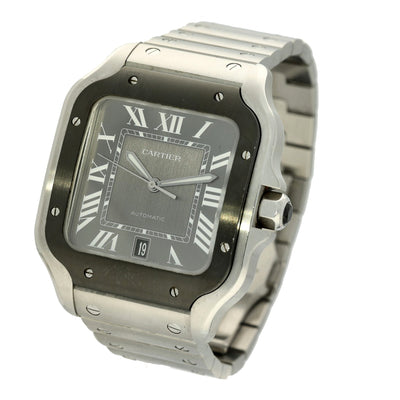 Pre-owned Cartier Santos WSSA0037 2021 Black ADLC Steel Watch