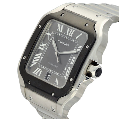 Pre-owned Cartier Santos WSSA0037 2021 Black ADLC Steel Watch