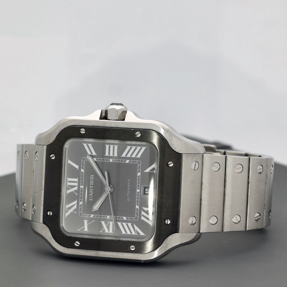 Pre-owned Cartier Santos WSSA0037 2021 Black ADLC Steel Watch