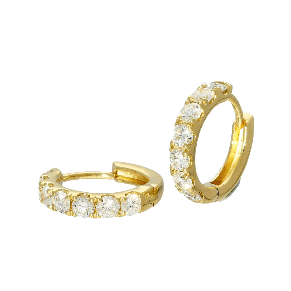 18ct Yellow Gold 1ct Laboratory-Grown Diamond Huggie Hoop Earrings 14mm