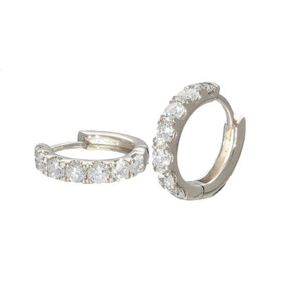 18ct White Gold 1ct Laboratory-Grown Diamond Huggie Hoop Earrings 14mm
