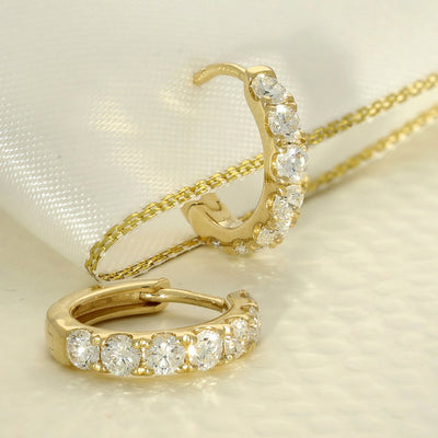 18ct Yellow Gold 1ct Laboratory-Grown Diamond Huggie Hoop Earrings 14mm