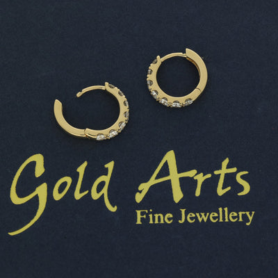 18ct Yellow Gold 1ct Laboratory-Grown Diamond Huggie Hoop Earrings 14mm