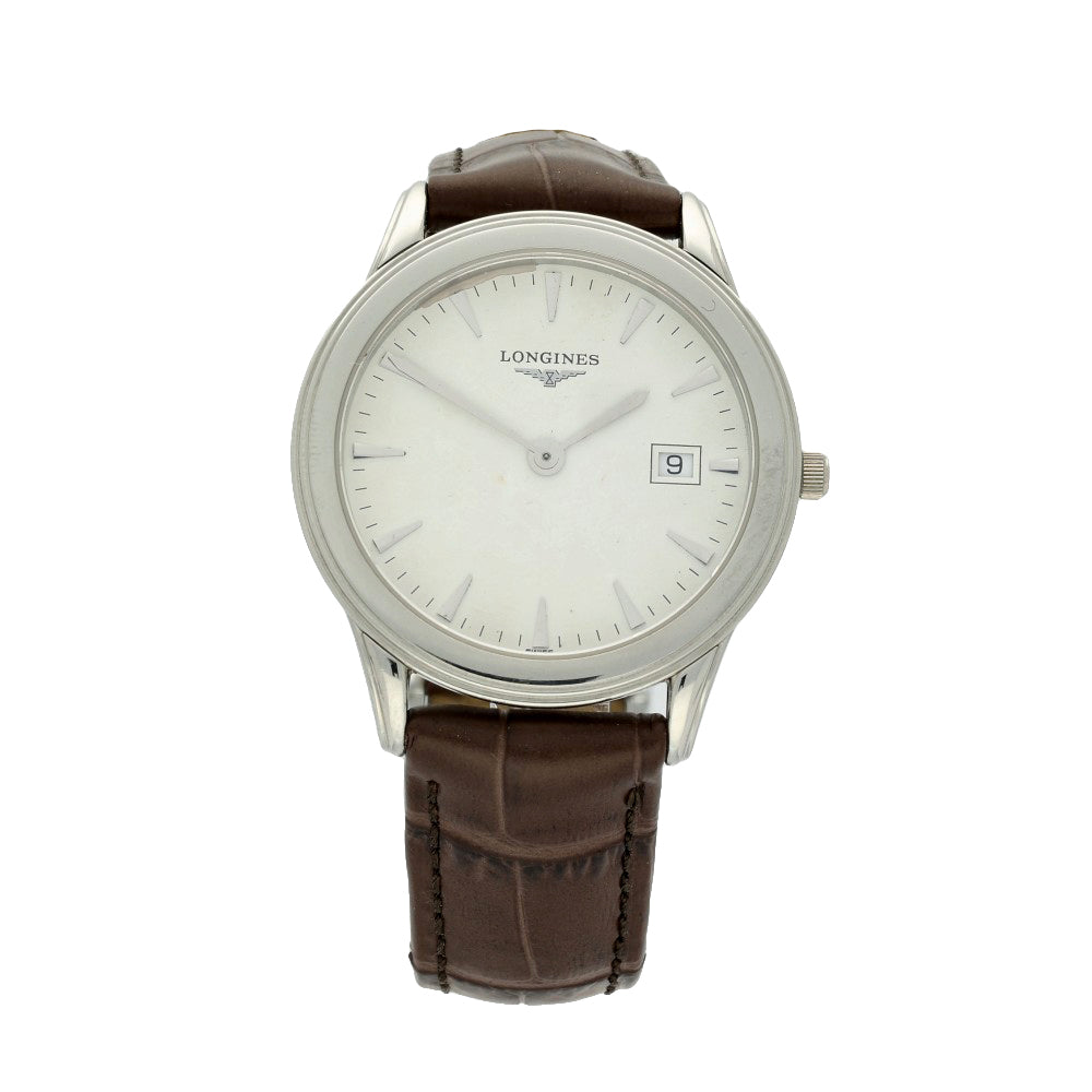 Pre-owned 36mm Longines Steel Quartz Date Strap Watch