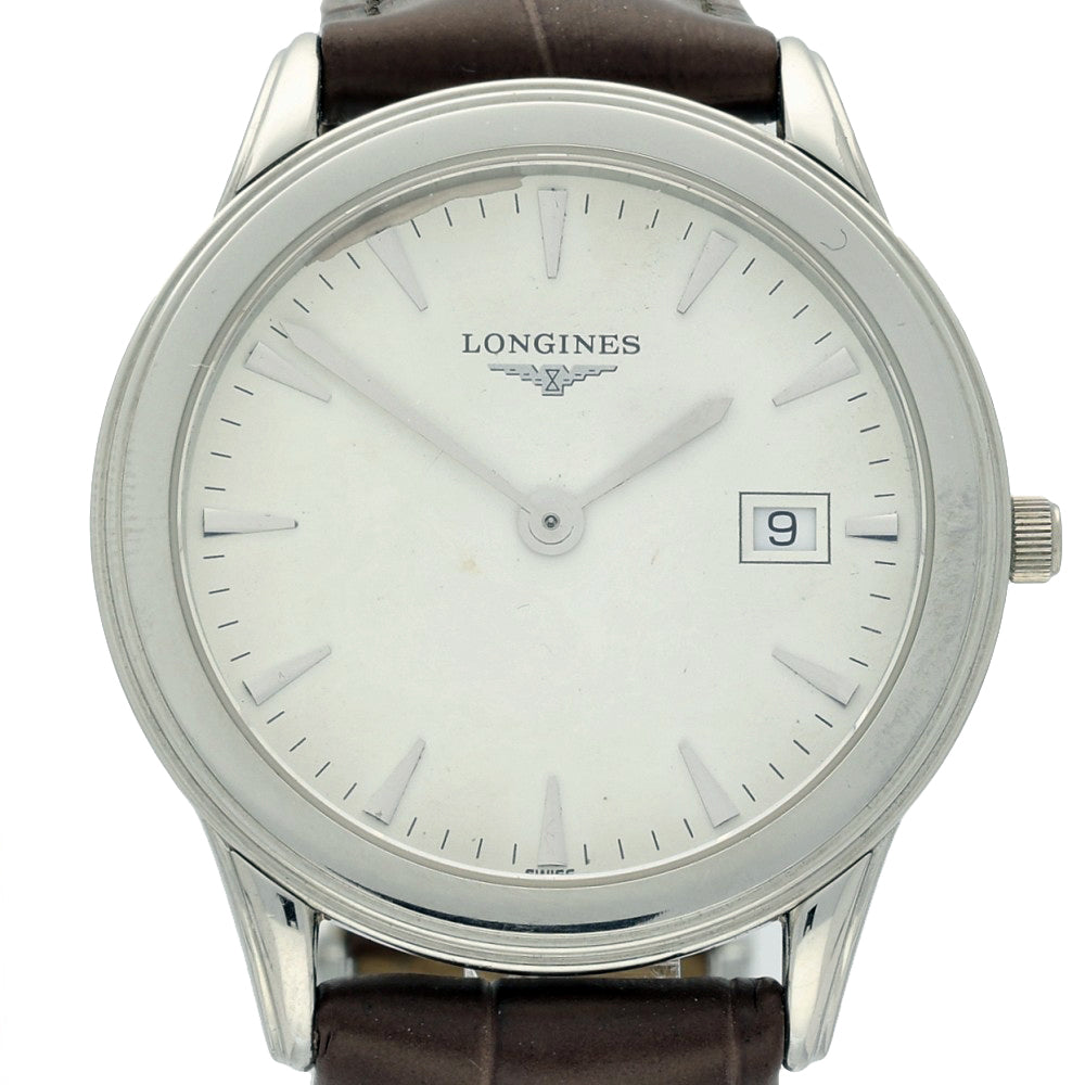 Pre-owned 36mm Longines Steel Quartz Date Strap Watch