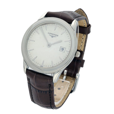 Pre-owned 36mm Longines Steel Quartz Date Strap Watch