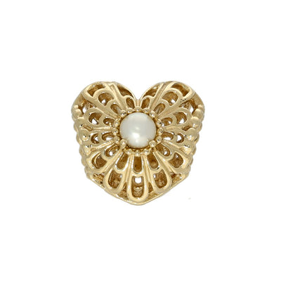 Pre-loved Pandora Retired 14K Gold Vintage Heart Charm with Pearl - 750822P