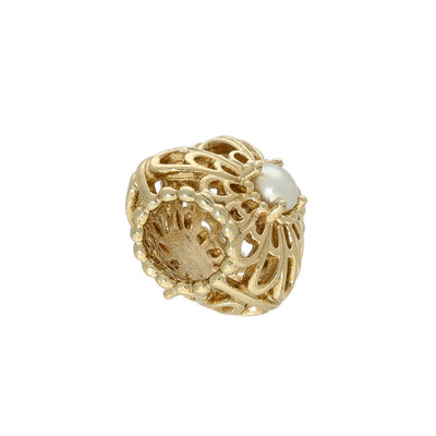 Pre-loved Pandora Retired 14K Gold Vintage Heart Charm with Pearl - 750822P