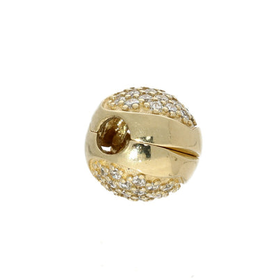 Pre-loved Pandora Retired 14K Gold Pave Heart Clip Charm with Clear Zirconia