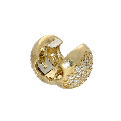 Pre-loved Pandora Retired 14K Gold Pave Heart Clip Charm with Clear Zirconia