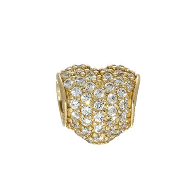 Pre-loved Pandora Retired 14K Gold Pave Heart Charm with Clear Zirconia