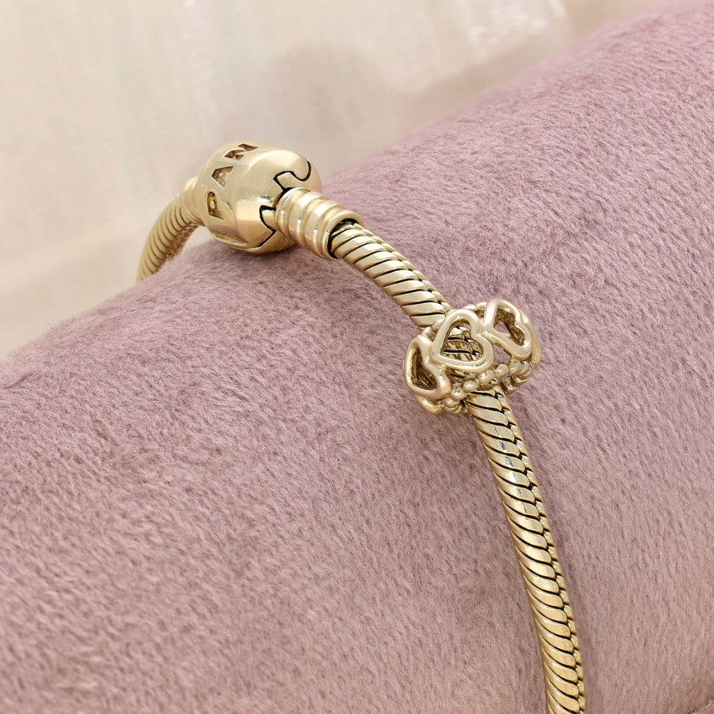 Pre-loved Pandora 14ct Yellow Gold Cut Out Heart Spacer Charm