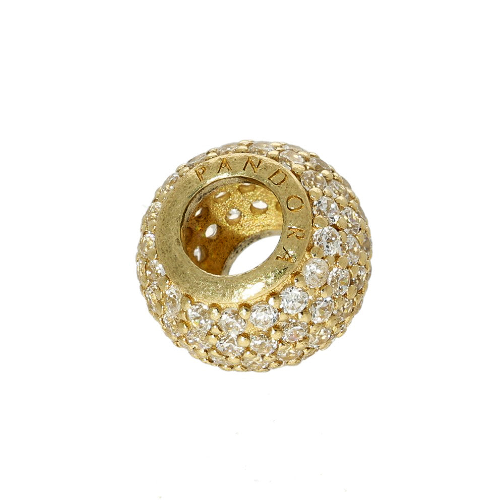 Pre-loved Pandora Retired 14K Gold Pave Lights Charm with Clear Zirconia - 750819CZ