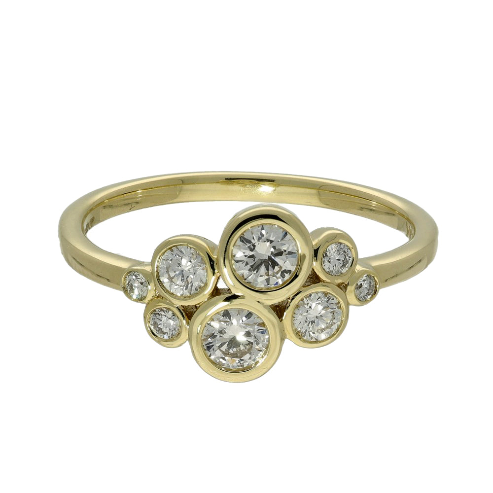 9ct Yellow Gold Diamond Bubble Ring