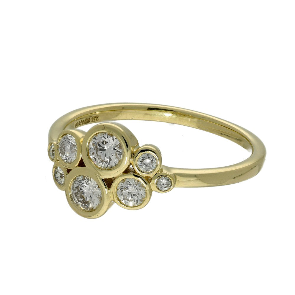 9ct Yellow Gold Diamond Bubble Ring