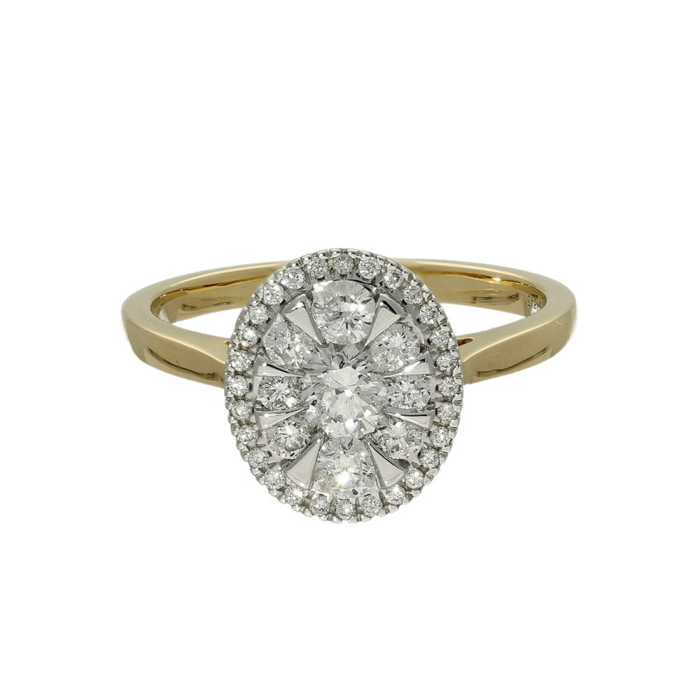 9ct Yellow Gold Diamond Oval Cluster Ring