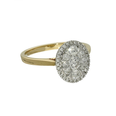 9ct Yellow Gold Diamond Oval Cluster Ring