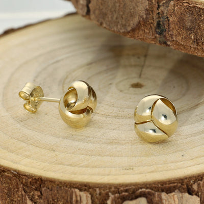9ct Yellow Gold Smooth Finish Knot Stud Earrings 8mm