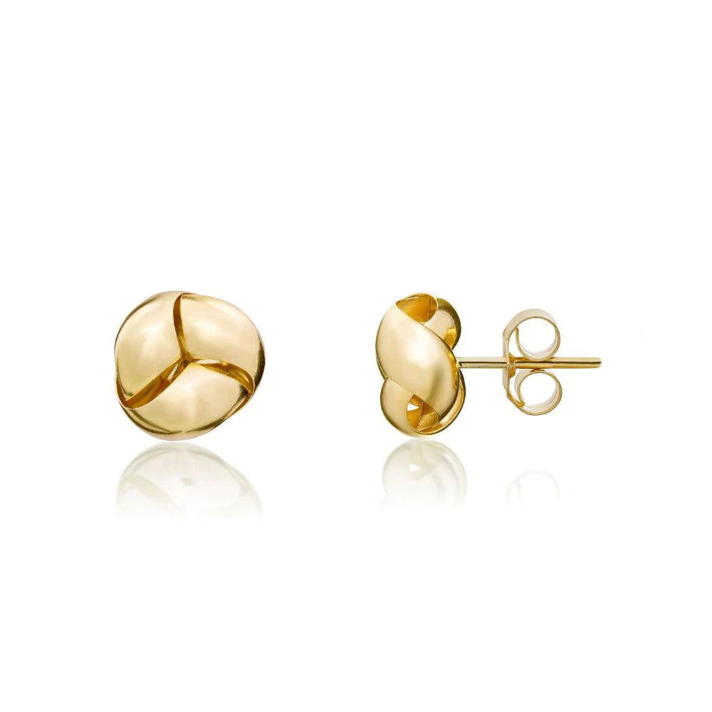9ct Yellow Gold Smooth Finish Knot Stud Earrings 8mm